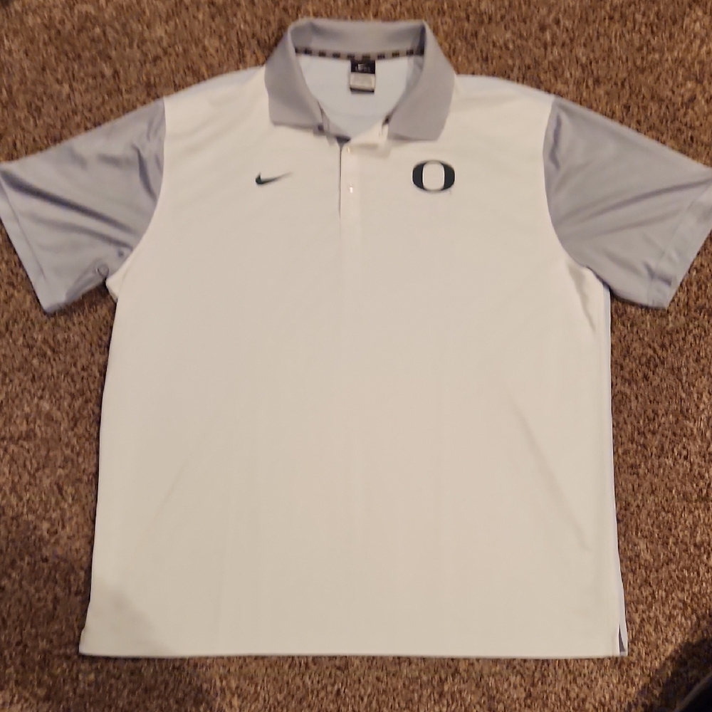 Nike University Of Oregon Men's White and Gray Polo Shirt Size: XXL